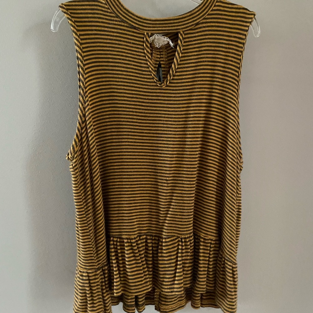 Girls Yellow and Gray Striped Tank